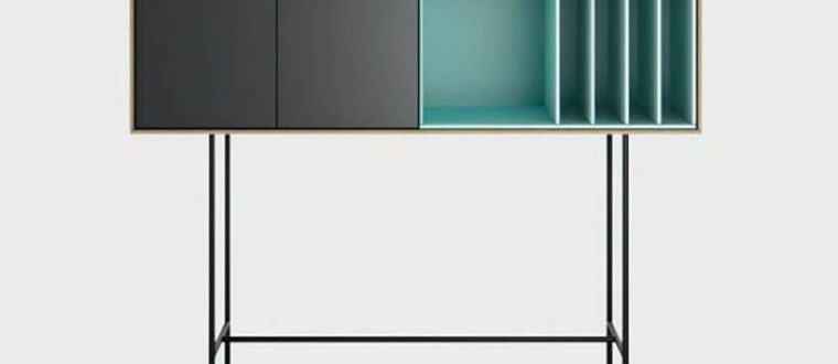 קונסולה על צוקל ברזל מסגרת פורניר חזיתות שילוב צבעים